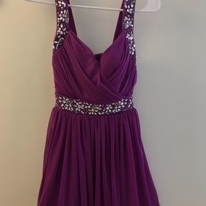 Purple formal dress with sequin embroidery